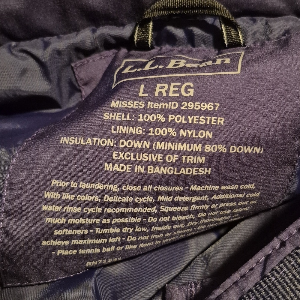 LL Bean DownTek Down Puffer Jacket Womens Size M Navy Blue Pertek Classic 295967 - Picture 3 of 7